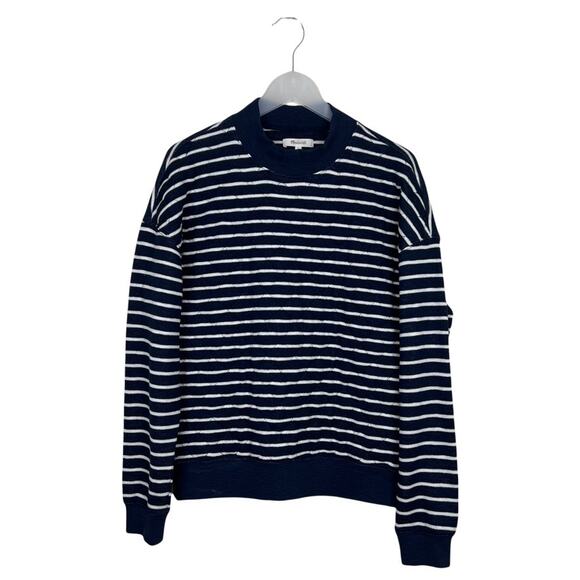 Madewell Quilted Mockneck Striped Sweatshirt Size Small - Picture 10 of 10